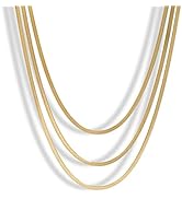 Layered Gold Necklaces For Women 14K Real Gold Plated Herringbone Chain Choker Necklace Figaro Ch...