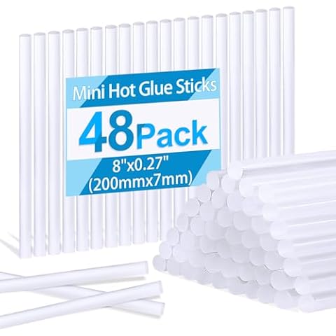 Phinus 48 Pack Mini Hot Glue Sticks, 8" Long x 0.27" Diameter Clear Glue Sticks for Glue Gun, EVA Clear Glue Gun Sticks, Hot Glue Gun Sticks for DIY Craft Sticky Projects & More Cover