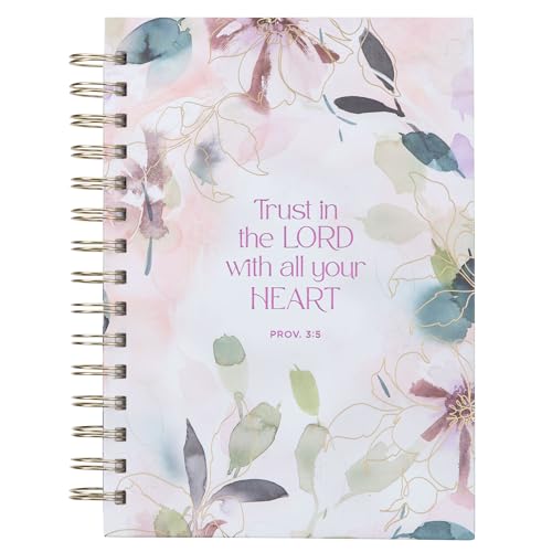 Christian Art Gifts Purple Journal w/Scripture Floral Trust in the Lord Large Bible Verse Notebook, 192 Ruled Pages, Prov. 3:5 Bible Verse