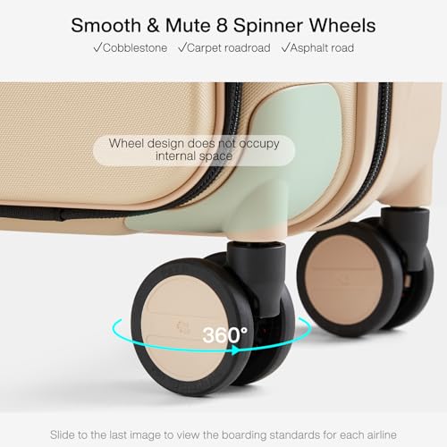 Image of Hanke Grace Suitcases with Wheels Hardshell Carry On Luggage Airline Approved, 20 Inch Travel Suitcase Lightweight Tsa Luggage for 2-3 days Short Business Trips., Cuban Sand, 20 Inch Expandable