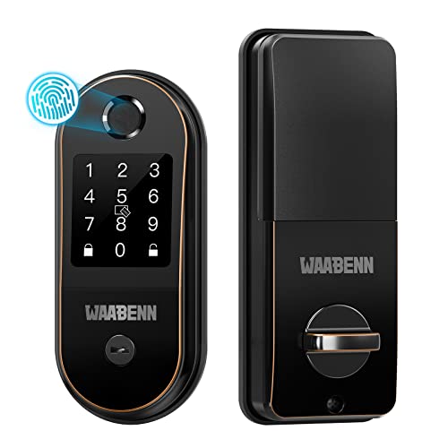 Smart Lock, WAABENN Keyless Entry Door Lock, 5-in-1 Keyless Entry Fingerprint Door Lock, Bluetooth Lock, Keypad Entry Door Lock, Keys, IC Card, EKey, Digital Smart Door Lock