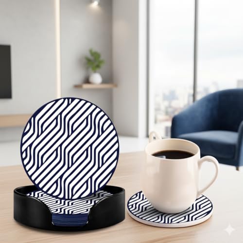 Image of The Better Home Coasters Set of 6 | Dining Table Decor Accessories | Silicone Drink Coaster Set | Attractive Design | Includes Holder | Home & Office | Multiple Colors