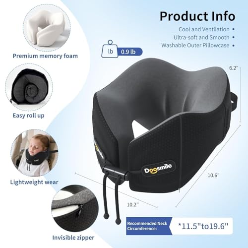 Image of Patented Head-Bobble-preventing Ergonomic 360 Supporting Golden Formula Memory Foam Travel Neck Pillow w /3D Contoured Eye Mask Set Long Trip Sleeping Essentials for Airplane Flight Car Bus