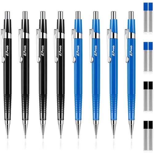 Image of Outus 8 Pcs Mechanical Pencil Metal Retractable Automatic Drafting Pencils Refills for Writing Drawing Signature Sketching Illustration Student Teacher Appreciation Gifts(0.7 mm, 0.5 mm,Blue, Black)