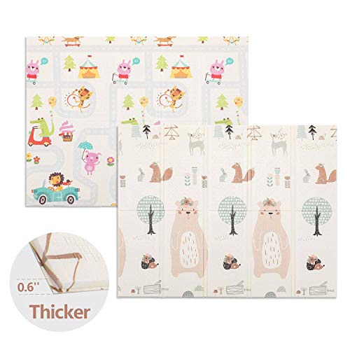 Kidsclub 0.6'' Thick Foldable Baby Play Mat, 77'' x 70'' Extra Large Crawl