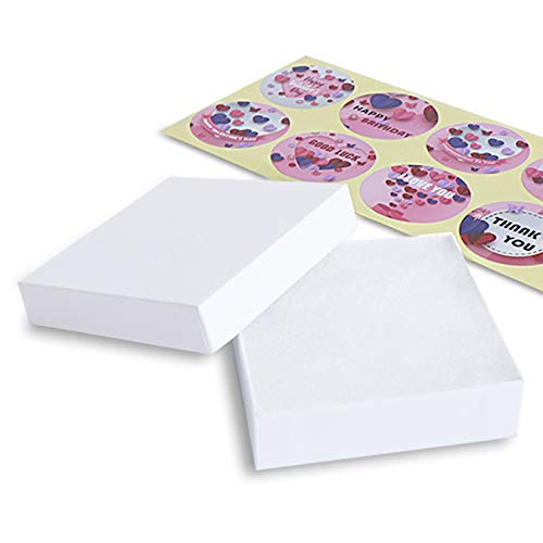 Gift box 10-Pack 3.5X3.5X1 Inch Cardboard Jewelry Boxes, Thick Paper Box Bulk for Jewelry Gift Packaging/Shipping, Bracelet Gift Case with Cotton Filled and Lids (White)