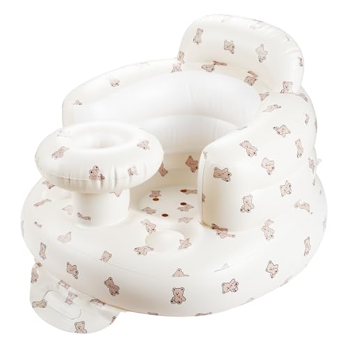 Image of Hvygss Inflatable Baby Seat with Tray, Comfortable Sit Me Up Floor Seat for Baby Learning to Sit, Portable Built in Air Pump Blow Up Baby Chair，Sitting Support Infant Chair for 3 Months Up (Bear Cub)