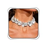 ACEDRE Diamond Choker Necklace Silver Big Rhinestone Necklaces Jewelry for Women