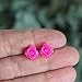 Pretty Smart 9mm Small Rose Studs Hypoallergenic Plastic Post Earrings Metal Sensitive Ears (Bright Pink)