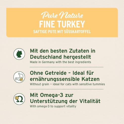 AniForte Fine Turkey Nassfutter für Katzen 6 x 400 g – Katzenfutter nass mit viel Truthahn & Gemüse, natürliches Futter für Katzen, Katze Nassfutter getreidefrei, hoher Fleischanteil
