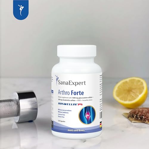 SanaExpert® Arthro Forte, Nahrungsergänzung für Gelenke, Knochen, Knorpel mit MSM, Glucosaminsulfat, Weihrauch, Chondroitin, ohne Zusätze, 120 Kapseln