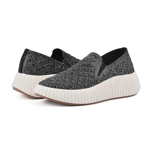 WHITE MOUNTAIN Women's Dyles Rhinestoned Woven Knit Sneaker2