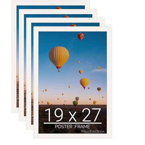 WallsThatSpeak 19x27 White Picture Frame for Puzzles Posters Photos or Artwork, Set of 4