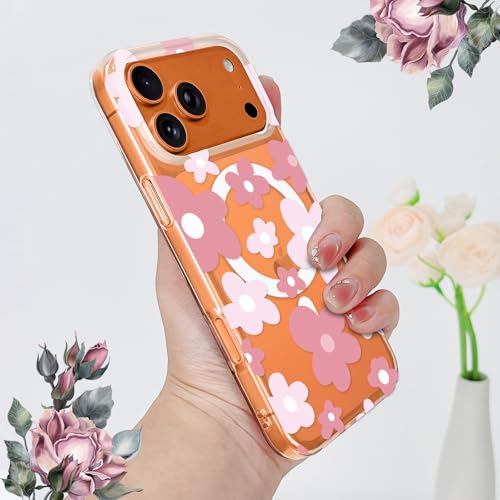 L-FADNUT for iPhone 17 Pro Max Case Flower Clear Magnetic Floral,Pink - image 6