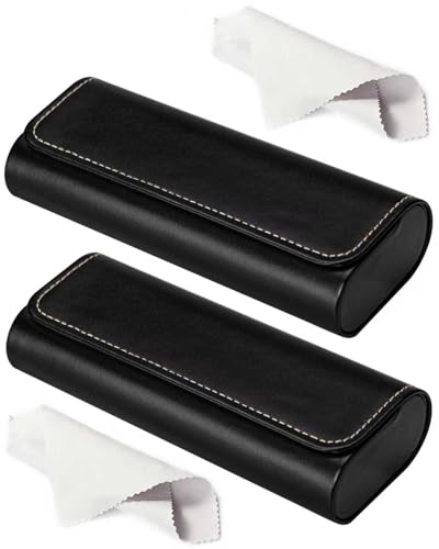 Image of RayLove Hard Shell Glasses Case, Lightweight Leather Eyeglass Case, Travel-Friendly Sunglasses Protector for Men & Women