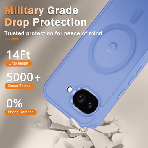 Image of for Google Pixel 10a Case, Matte Magnetic Phone Cover [with 1 Screen Protector] [Support for MagSafe] [Shockproof Military Grade Protection] Translucent Frosted Back, Purple