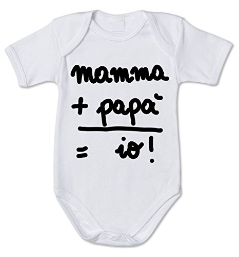 fashwork Body da Neonato Mamma + papà = IO! - Love - Pagliaccetto in Cotone