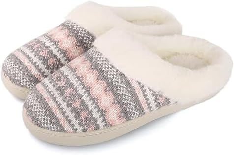 Chaussons Femme Hiver Chaud Pantoufles Femme Confortable Maison Mémoire Mousse Doublure en Peluche Chausson Fourré Intérieur/extérieur