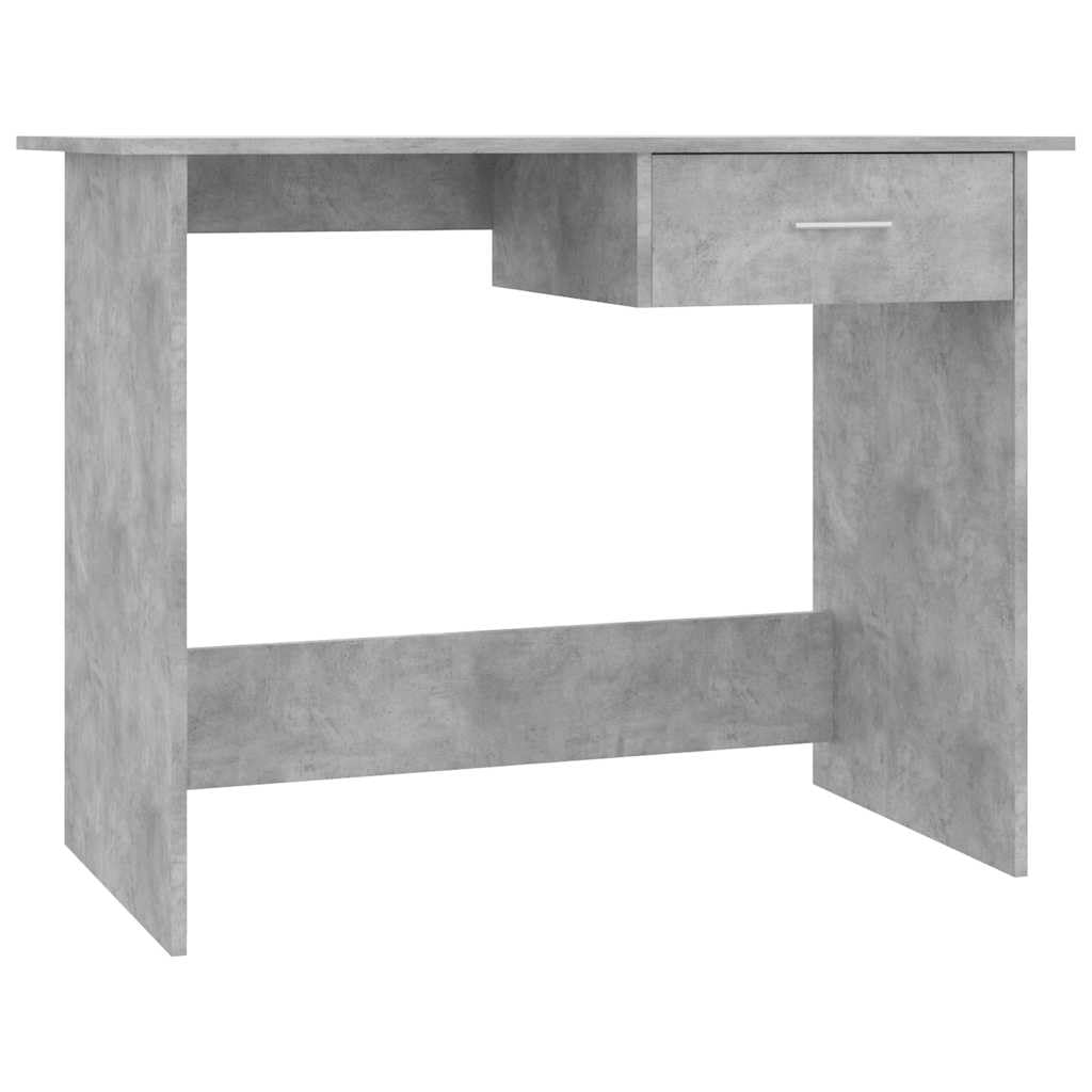 Scrivania in legno grigio cemento, 100 x 50 x 76 cm, con cassetto, tavolo da ufficio compatto, scrivania per gaming, postazione di lavoro per PC, casa e ufficio