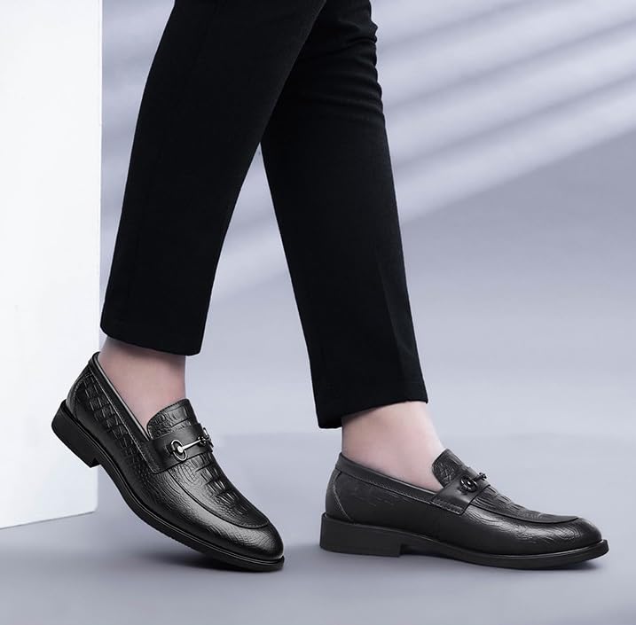 Men's Classic Genuine Leather Oxfords Mens Comfort Wide Pointed Toe Non-Slip Dress Shoes Slip On Formal Casual Business Derby Shoes2