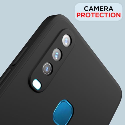Image of Outlouders Back Cover for Vivo Y12 / Vivo Y15 / Y17 / Vivo U10 | Camera Protection | Durable Soft Matte Silicone Bumper Case (Black)