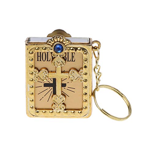 JENOR Mini porte-clés anglais Sainte Bible religieux Christian Jésus Croix Cadeau
