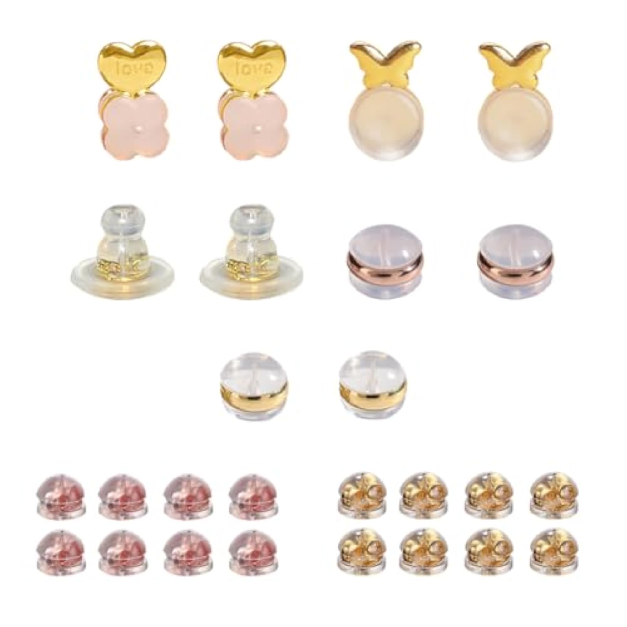 26Pcs Earring Backs Stopper for Ear Studs, Multi-Shape Design