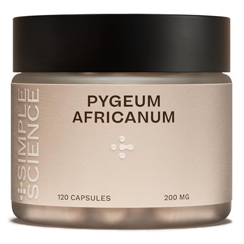 Simple Science Pygeum Africanum | Prostate & Bladder Support for Men | 4 000mg Equivalent: 200mg of 20:1 Extract | 4 Month Supply | High Strength Phytosterols | Made in the UK