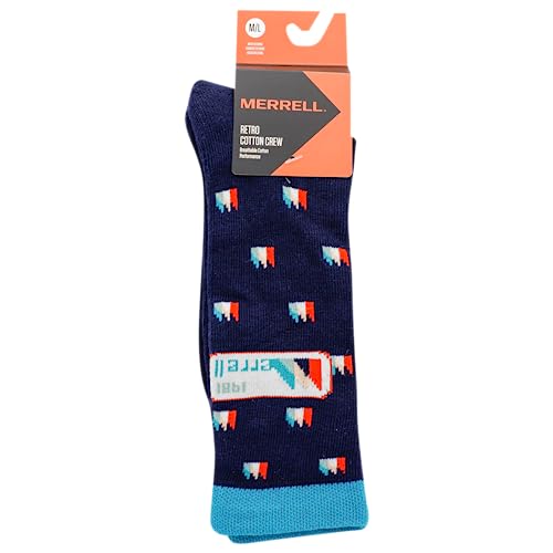 Merrell unisex-adult Retro Logo Cotton Crew Socks 1 Pair Pack Breathable Cotton and Mesh Zones3