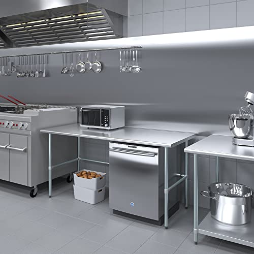 Image of 24 inch Deep x 72 inch Long Open Base Stainless Steel Work Table - Express KitchQuip NSF Certified Commercial Prep Table with Galvanized Legs for Kitchen, Food Truck & Garage