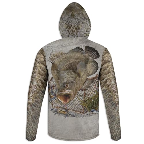 Tripletail and Crab Cage - Camiseta unisex para pesca con manga larga y corta resistente al sol con capucha y braga integrada miniatura 2