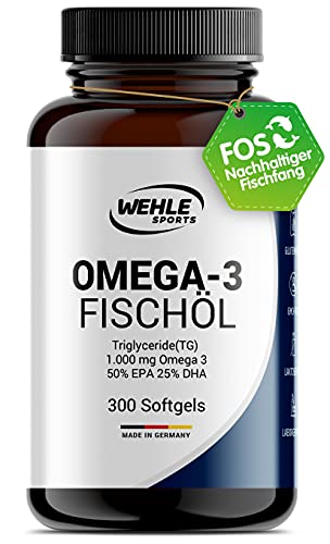 Omega 3 Kapseln hochdosiert Triglyceride Fischöl - Fish Oil Softgel 500mg EPA 250mg DHA ohne Vitamin E Omega-3 Fettsäuren - Aufwendig gereinigt und aus nachhaltigem Fischfang (300 Kapseln)