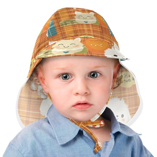 Toddler Sun Hats Boys Water Hats Girl Sun Protection Adjustable Traveling Camping Hat Cartoon Orange Plaid Dogs Cute2