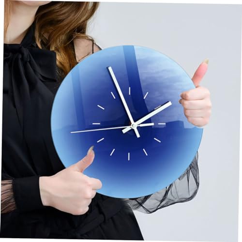 Horloge murale acrylique bleue salon moderne : objet déco avec kit complet - 5