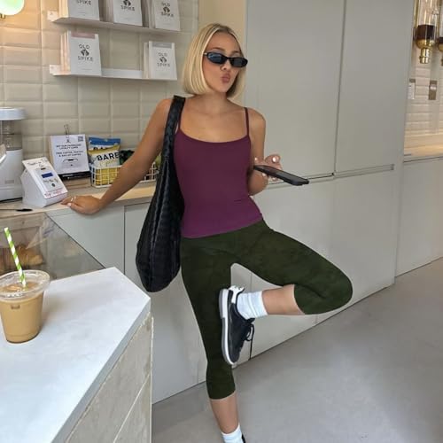 Image of GAYHAY High Waisted Capri Leggings for Women - Soft Slim Yoga Pants for Running Cycling Workout