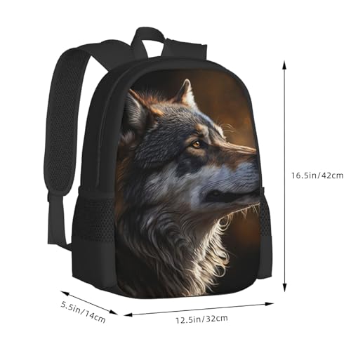 17 Inch Backpack for Wolf Lightweight Adjustable Animal Backpacks with Mesh Side Pockets for Travel Outdoor Sports2