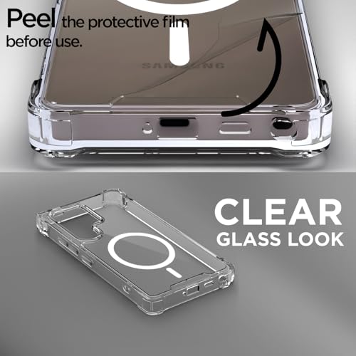 Image of Amazon Basics Back Cover for Samsung Galaxy S24 Ultra 5G Mag-Safe Shockproof PC + TPU Protective Case Magnetic Support Bumper Case (Transparent Mag-Safe)