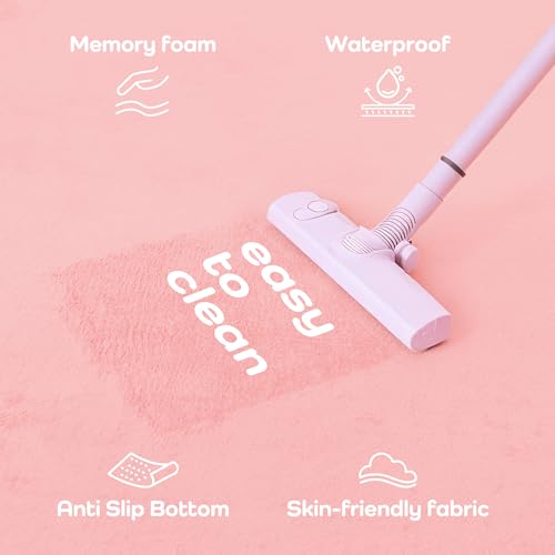 Image of 1.3 inch Thick Foam Baby Play Mat Extra Large 79x158, Basic Padded Plush Tummy Time Crawling Mat, Non-Slip Support Area Rug for Playroom Nursey Living Room (Pink)
