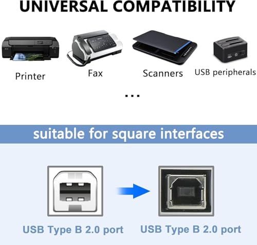 Image of ETZIN USB 2.0 Type-B Printer Adapter, USB B Pri-nter Adapter Male to Female Printing and Data Extension Converter, for Printer, Scanner, Mobile HDD and More-