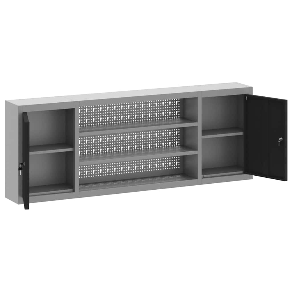 vidaXL Armario de Herramientas Negro y Gris 150 x 20 x 55 cm, Banco de Trabajo, Armario metálico para Herramientas, estantes Ajustables, organización práctica, diseño Moderno