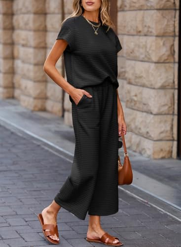 SHEWIN Womens Two Piece Fall Outfits Sweatsuits Casual Pullover Tops and Wide Leg Sweatpant Lounge Sets4