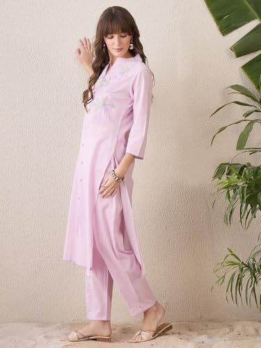 Image of INDO ERA Women's Cotton Ethnic Co-Ord Set | Kurta Pant Set | Stylish Cotton Suit Set for Women,9783 | Cord Set For Women Cotton |