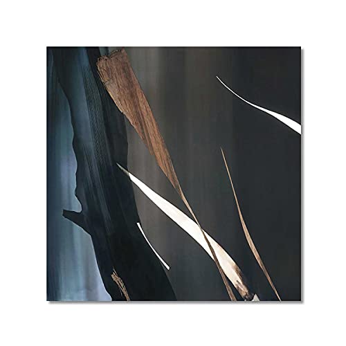 Affiche abstraite feuilles sombres impression sur toile 40x40cm sans cadre pour salon