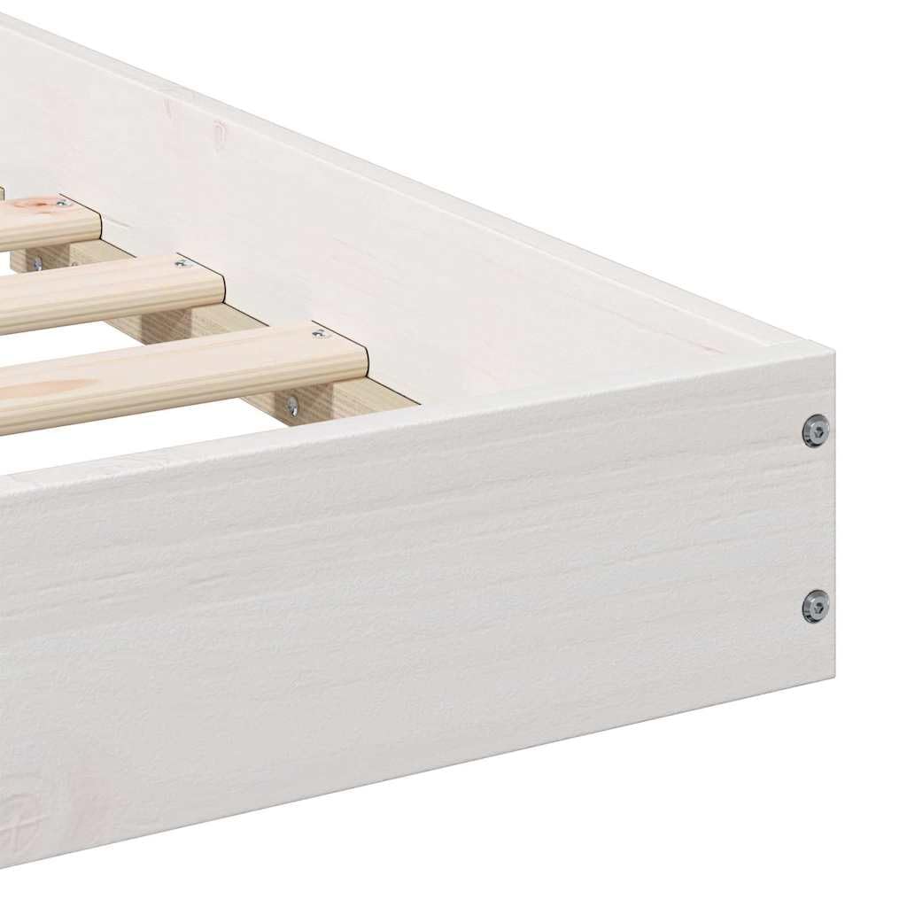 White Solid Pine Wood Bed Frame 80 x 200 cm, Single Bed Frame for Bedroom, modern Design, Sturdy Platform Bed for Mattress, compact Size, Easy Care