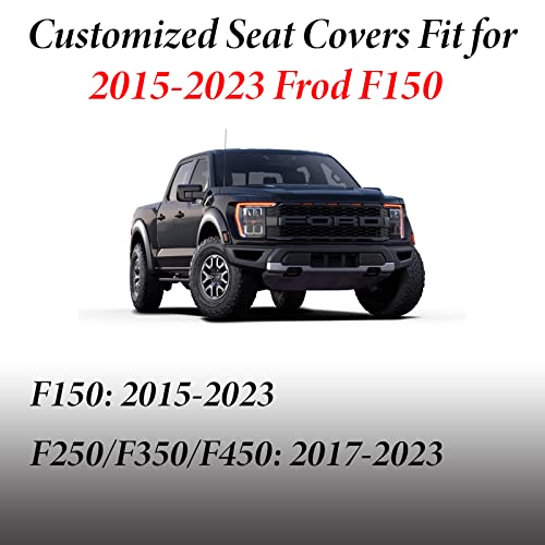 Coverado Front Car Seat Covers With Waterproof Neoprene, Ford F150 Seat Covers For Trucks, Car Back Seat Protector Fit For 2015-2023 Ford F150 Crew Cab & 2017-2023 F250 F350 F450, (White And Black) #TOP6