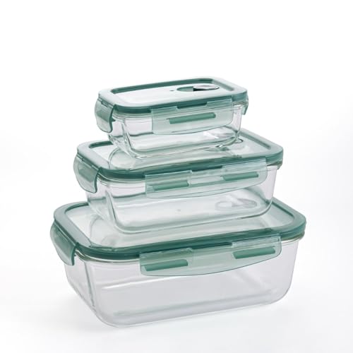 Quid Minimal Set 3 Recipientes Herméticos Vidrio 1800ml-800ml-330ml