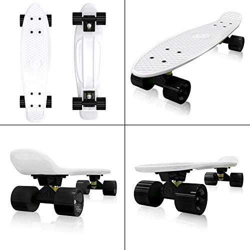 Skatro - Mini Cruiser Skateboard. 22x6inch Retro Style Plastic Board Comes Complete. Model: White Panda - Thumbnail 3
