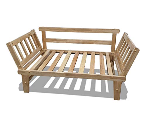Futon Online Sofá Cama futón Sésamo de 153x82x32 cm (Largo, Profundidad y Altura) de Madera Maciza. Sofá de 2 plazas Convertible en Cama Individual de 80 de Ancho por 200 cm de Largo.