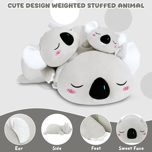 Image of TOYSYM Weighted Stuffed Animals Koala, Koala Plush with Weighted Beads, Cute Plushie Pillow Gifts for Adults Kids Boys Girls 23.6 Inch