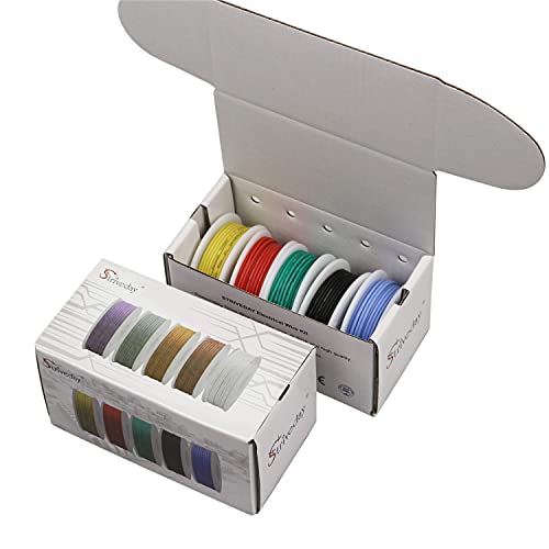 Striveday 30AWG Tinned Copper Silicone Hook Up Wire 600V Stranded Electrical Cable for DIY Electronics & Electrical Projects (Box-1)